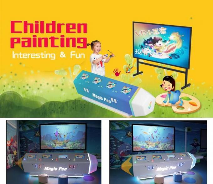 Máquina de jogo interativa de pintura mágica dos peixes dos jogos a fichas das crianças VR 0